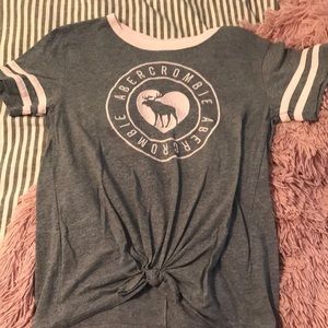 Abercrombie Grey and Pink Graphic Tee